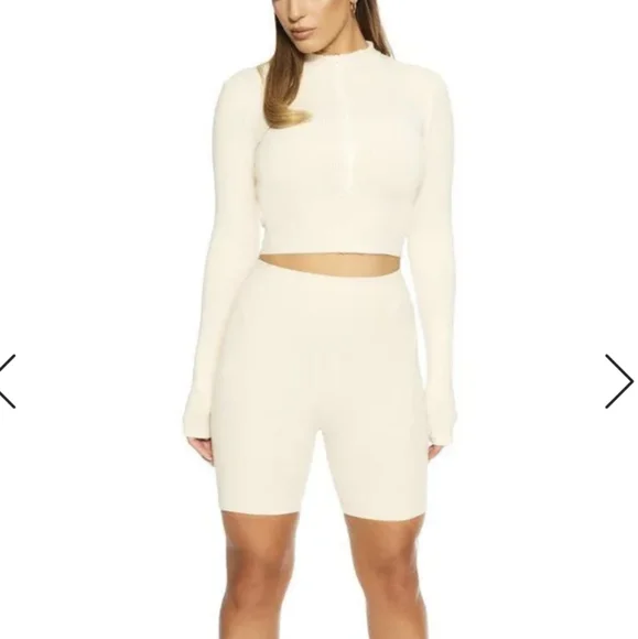 NWT Naked Wardrobe tan ribbed shorts - Picture 1 of 10